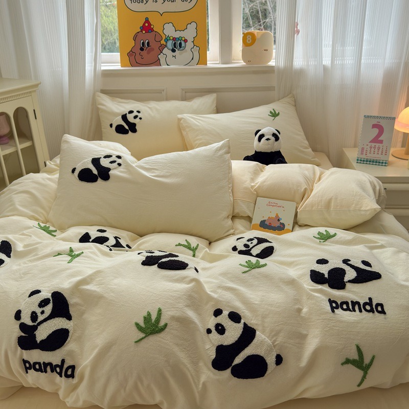 2025新款全棉高锦色织水洗棉四件宿舍三件套纯棉床单被套全棉