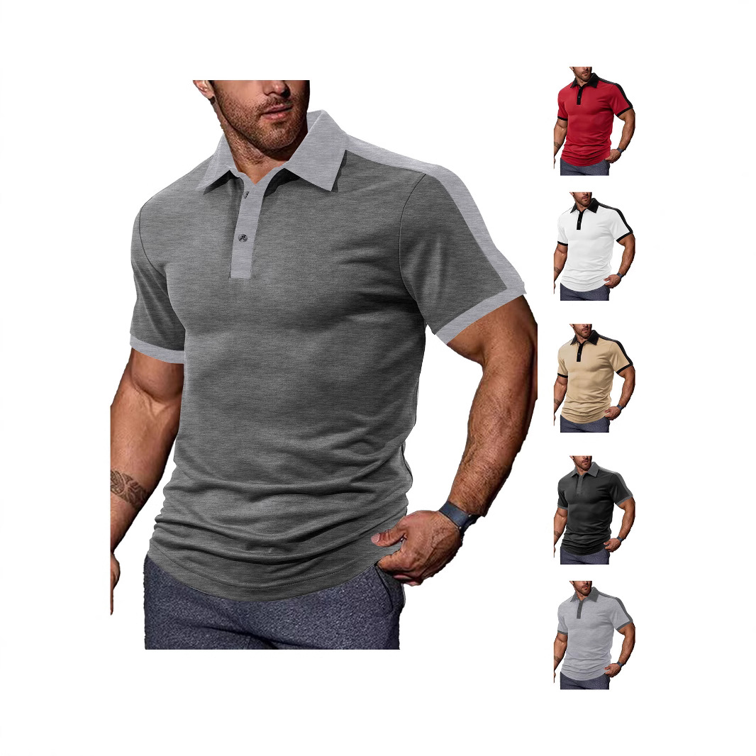 Europa y los Estados Unidos transfronterizos Amazon verano casual suelto color de algodón de perla pequeño twill hombre de manga corta con solapa polo
