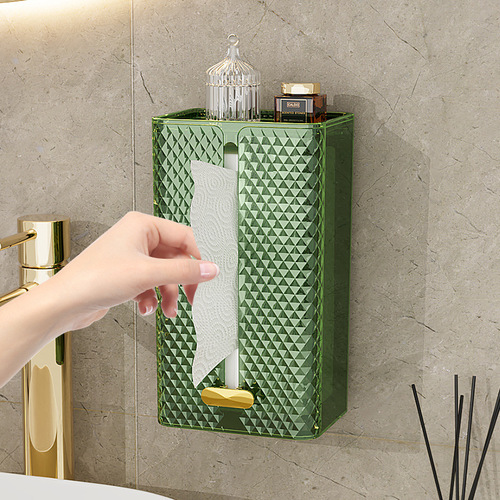 Living room desktop light luxury tissue box texture can be traceless and punch-free wall-mounted bathroom tissue box face towel storage box