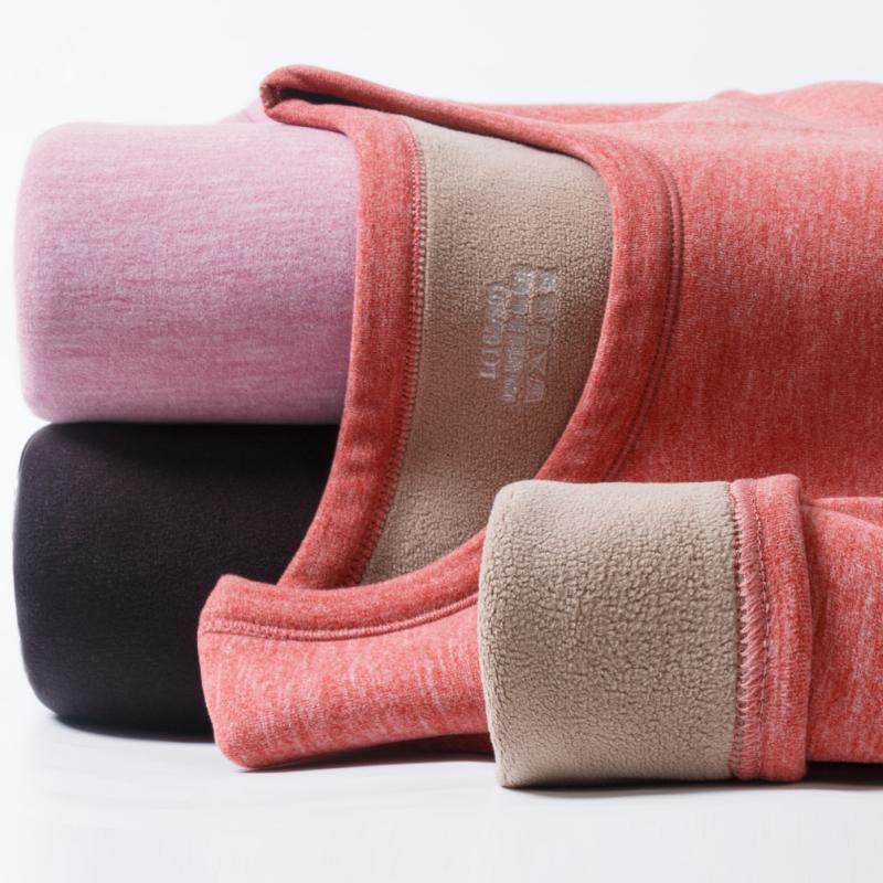 Ropa interior térmica para hombre con forro polar, forro polar de cordero extra grueso, color sólido, capa base cálida, conjunto térmico con cuello redondo grueso para hombres y mujeres de mediana edad y mayores.