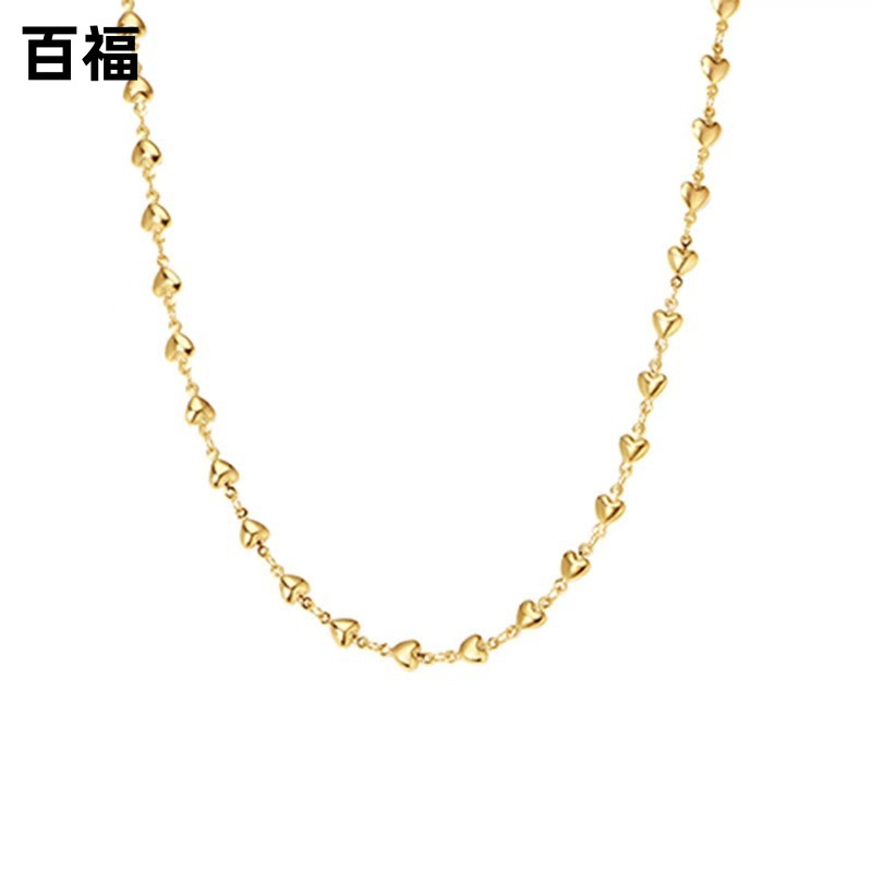 跨境歐美張遠同款愛心鏈條項鍊輕奢小眾設計高級感時尚氣質鎖骨鏈