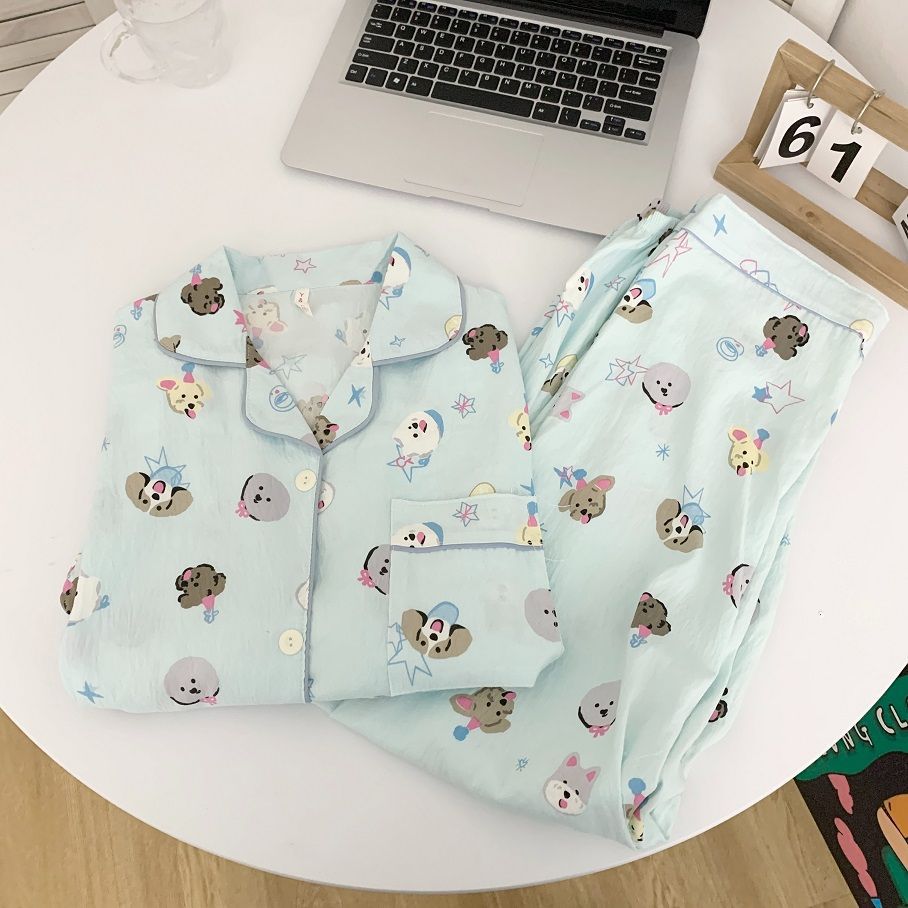 Otoño celebridad de Internet estilo ins pijamas de algodón de manga larga estilo niña primavera y otoño oso dibujos animados dulce traje de servicio a domicilio