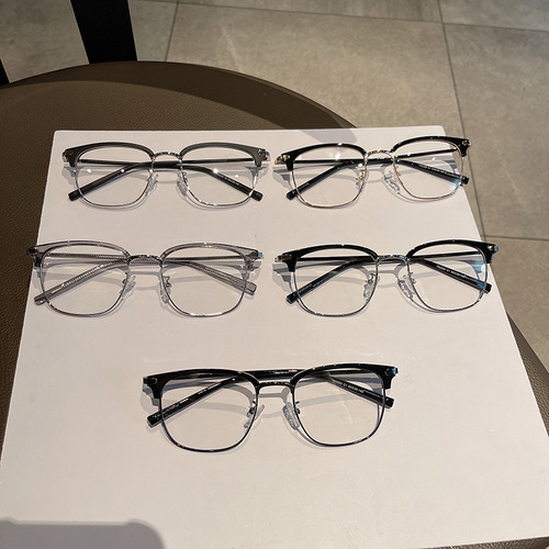Qianai's new myopia glasses for men can be equipped with high-precision fashionable square glasses frames and half-frame business glasses frames