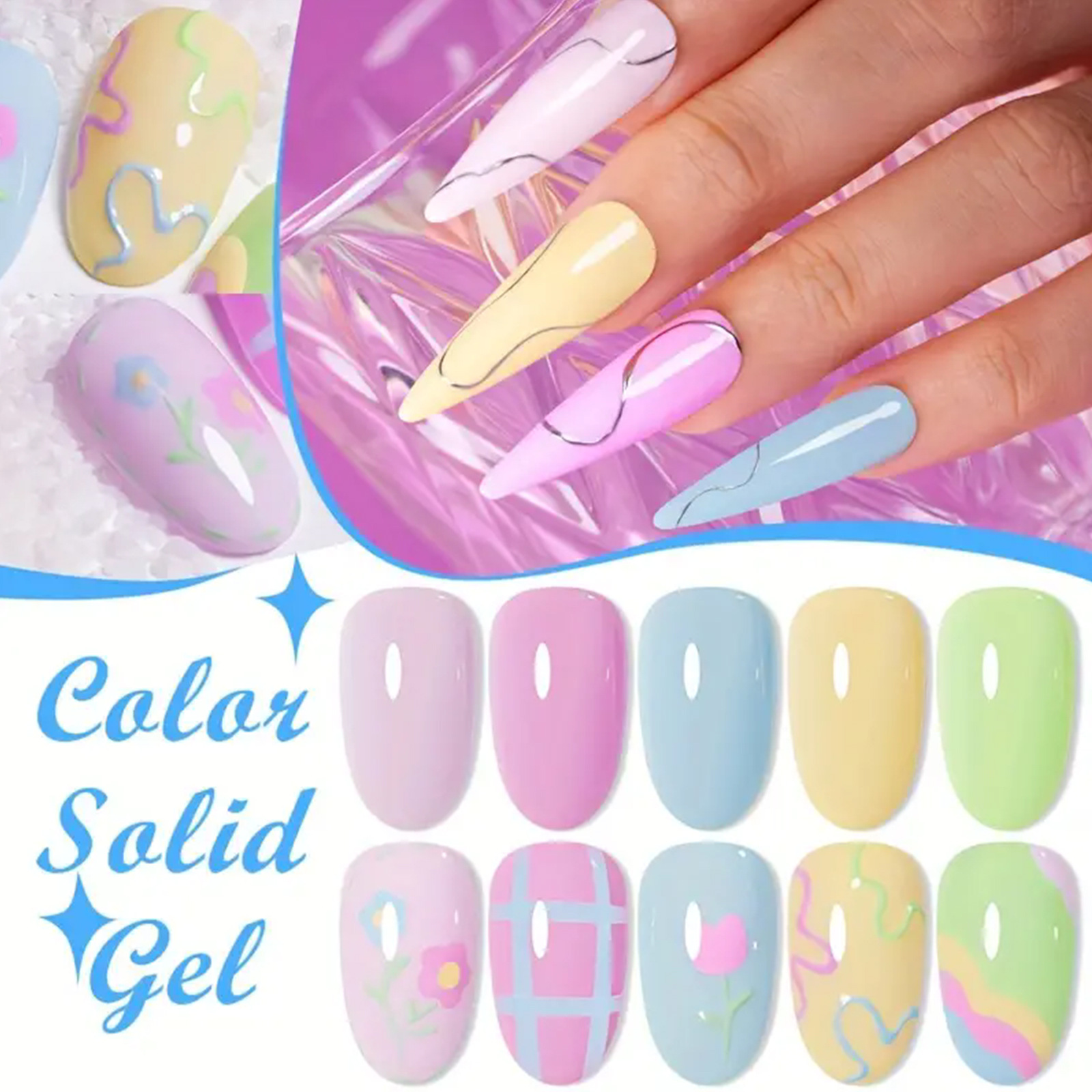 15ml gel de crema de 5 piezas de gel de color sólido no fluye, pegamento de vinilo de cobertura completa puede sustituir a la manicura DIY