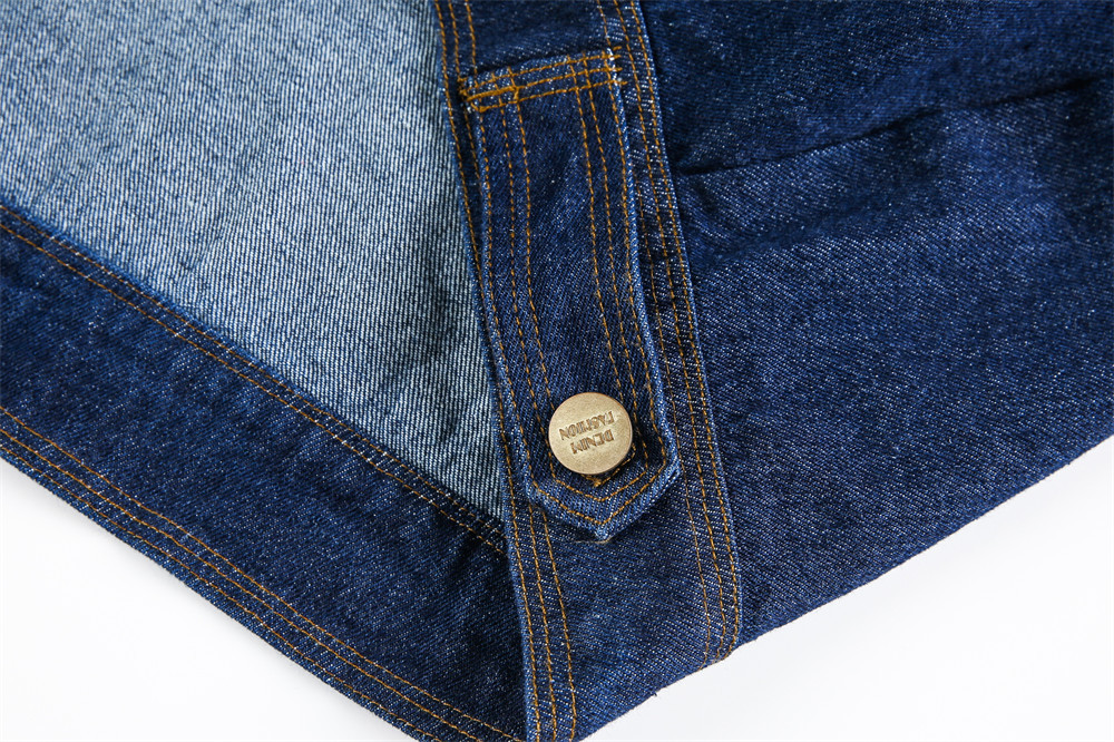 Men's Stylish Denim Work Jacket Ith Multi-Pocket Design, High Street Fashion, Double-Layer Collar, Punk Style, Loose Fit For Casual Wear_voghion.com