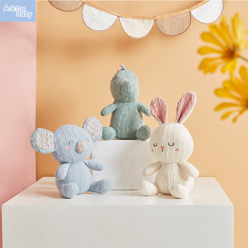 Nooer新款毛線動物公仔可愛恐龍考拉安撫陪睡玩偶加工定制批發