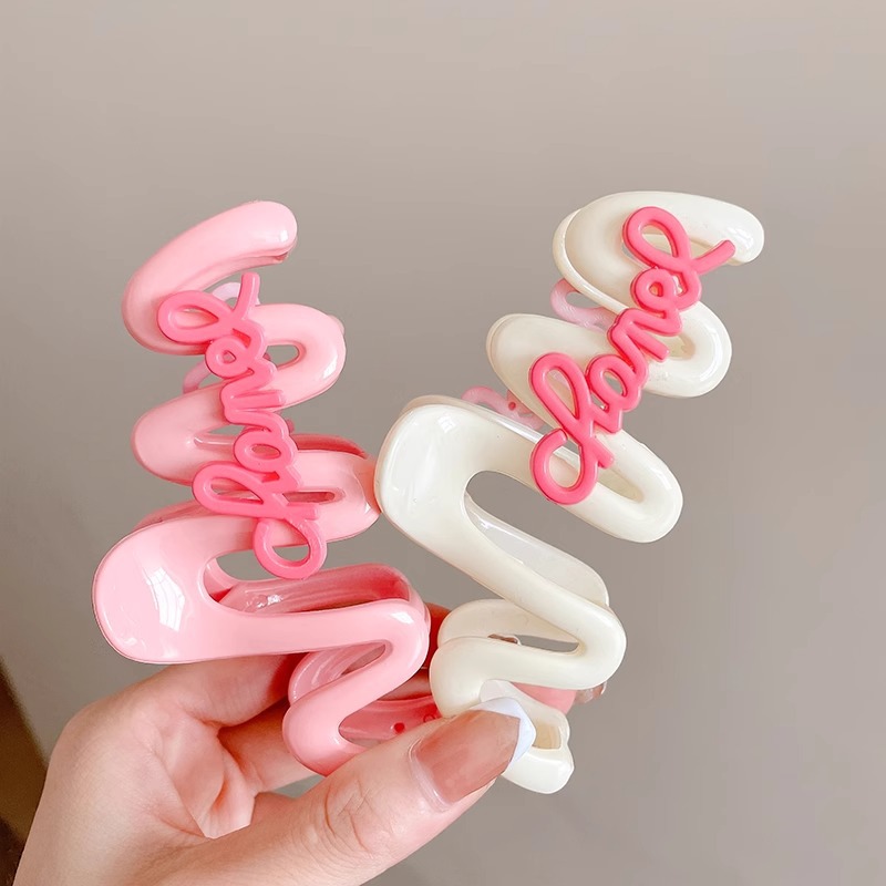 Clip de tiburón clip de pelo en forma de onda clip de plástico grande color de la jalea hacia atrás la cabeza clip de pelo tocado