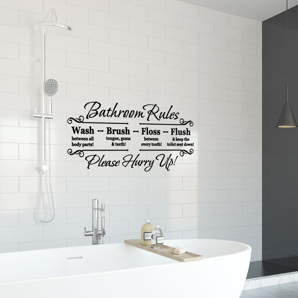浴室Bathroom56X25 可移除墙贴外贸厂家欧美箴言纸英语A3291P