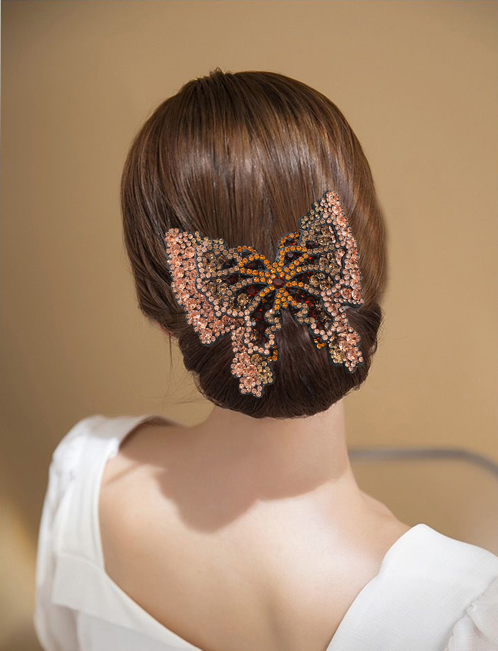 Dame Schmetterling Strass Haarklammer display picture 1