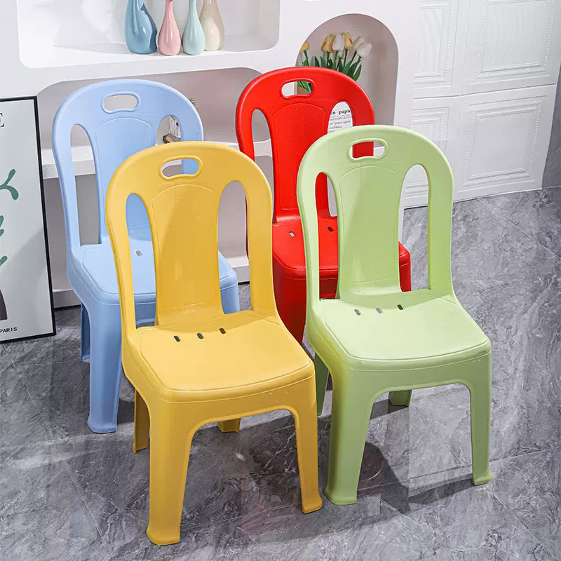 加厚凳子家用塑料靠背椅户外凳子极简风休闲餐桌椅塑料凳子批发
