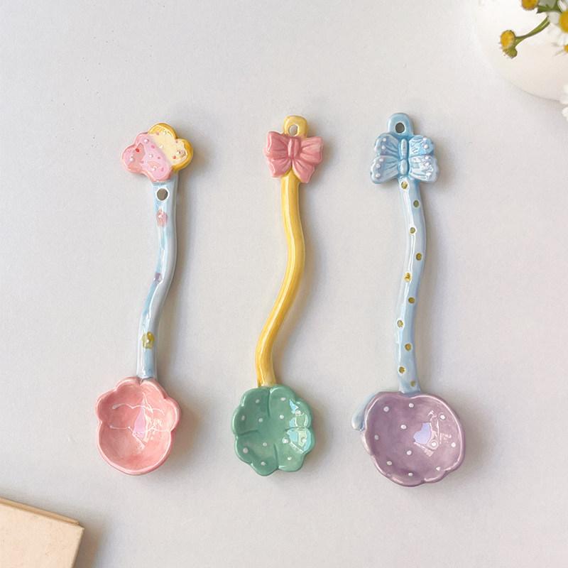 Chubbycat Hand-Painted Heavy-Duty Ceramic Spoon Ins-Style Girly Spoon Mixing Spoon Coffee Spoon Dessert Spoon