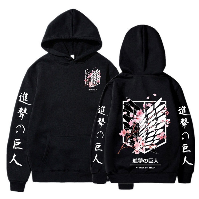 进击的巨人自由之翼新款动漫加绒连帽衫跨境带帽卫衣anime hoodie