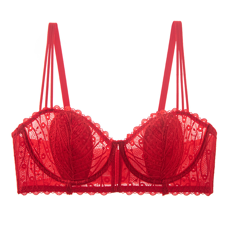 Ropa interior pecho grande pequeño Delgado anti-caída push-up sujetador encaje Orejas de conejo ropa interior chica sujetador francés al por mayor