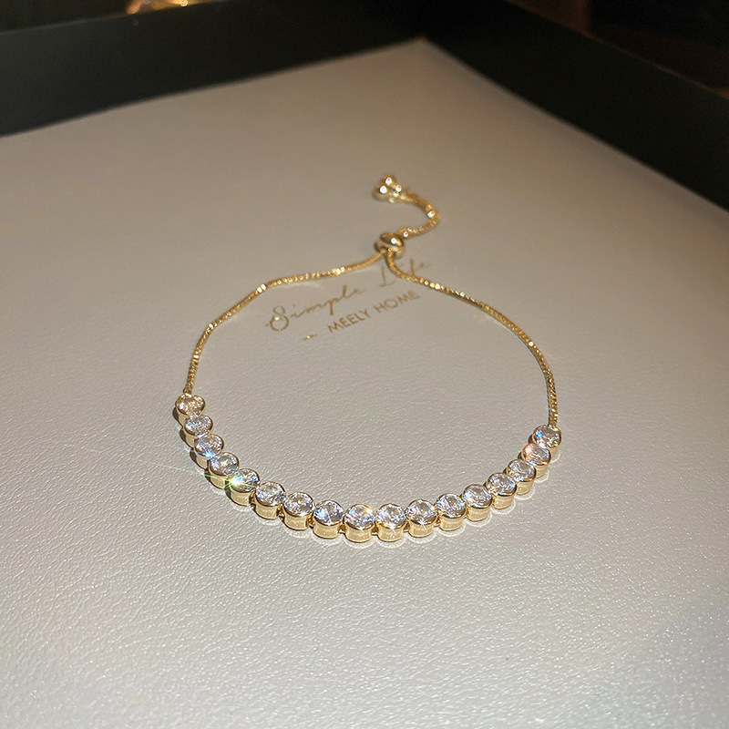 Simple color circón pull-out pulsera de moda elegante todo partido pulsera luz lujo alto sentido pulsera para las mujeres al por mayor