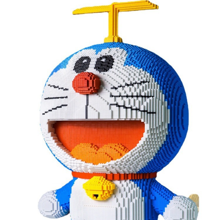 Super Grande compatible con Lego dificultad Doraemon adultos Montaje de bloques construcción para niños educativos grasa azul 3D rompecabezas Juguetes