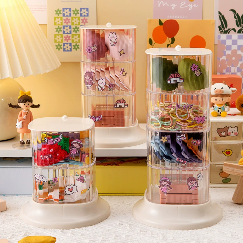 Детские аксессуары для волос Ящик для хранения Вращающаяся Шпилька для девочек Резинка Головной убор Шпилька Веревка для волос Шкатулка для драгоценностей