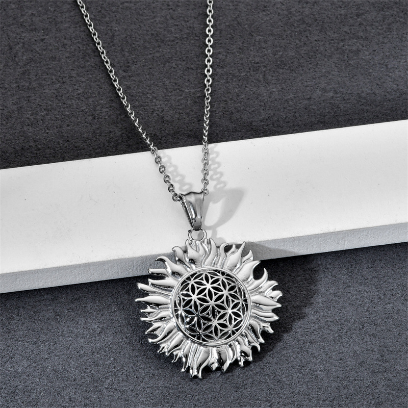 Fashion Sun Stainless Steel Pendant Necklace Plating Stainless Steel Necklaces_colorza_4