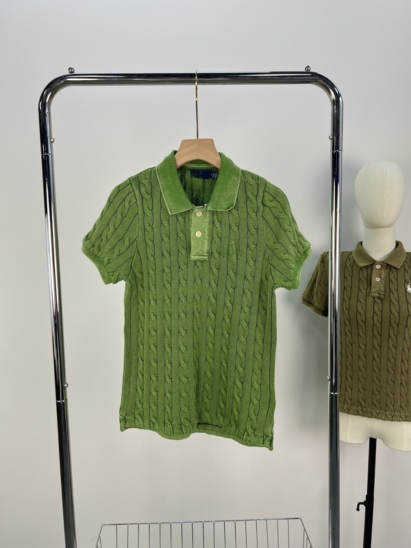 RL25新型馬標刺繍折り襟大麻花水磨は古い復古POLOニット純綿修身半袖を作ります。|undefined