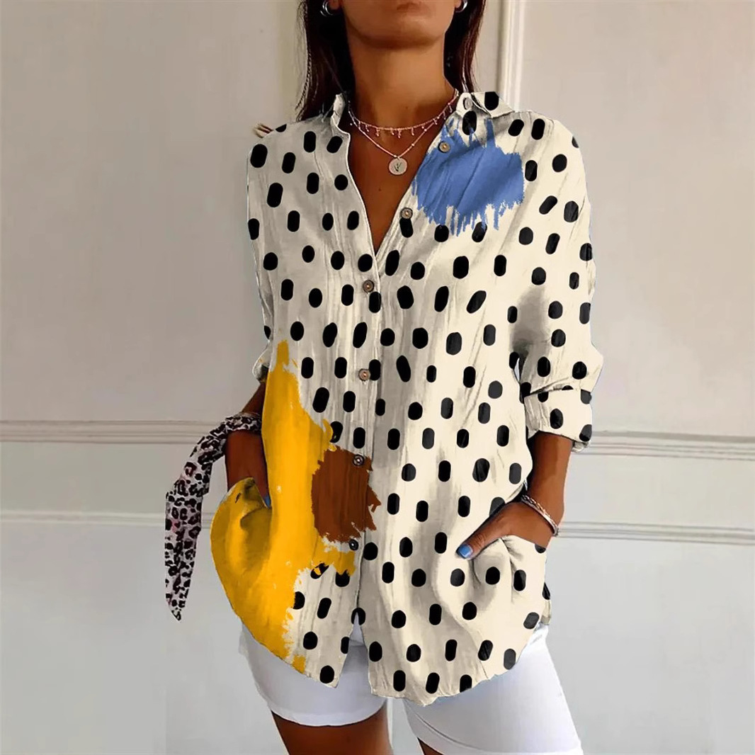 (2개) 우아한 긴 소매 여성 셔츠 여성 3D 인쇄 여름 캐주얼 라 느슨한 셔츠 큰 크기 탑