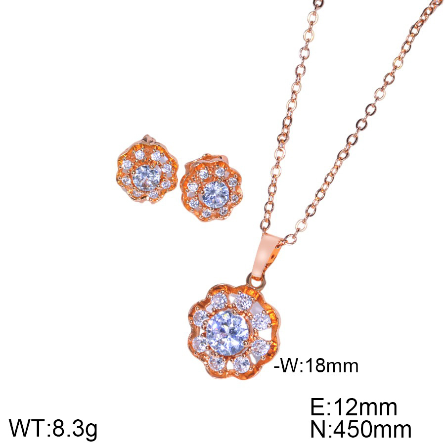 Nuevas opciones transfronterizas de diseño de moda de cobre de zinc pendientes de piedra collar conjunto de joyas pendientes de joyas de mujer