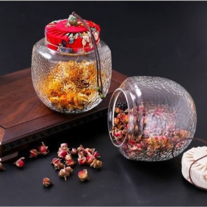 frutas secas bocadillos tanque de almacenamiento de vidrio tamaño sellado cubierta a prueba de humedad té sellado botella de vidrio botella