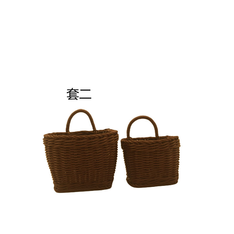Cesta de picnic cuadrada de plástico tejido de imitación de caña PP canasta de compras canasta de recoger frutas canasta de frutas image 24
