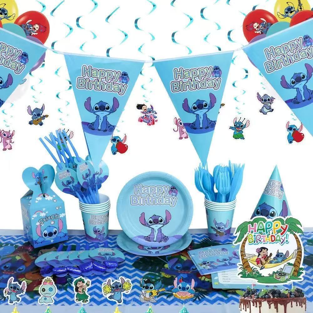 Blue Stitch Lilo and Stitch Theme Birthday Party Supplies Stitch Birthday Paper Plate Paper Cup Tableware Set