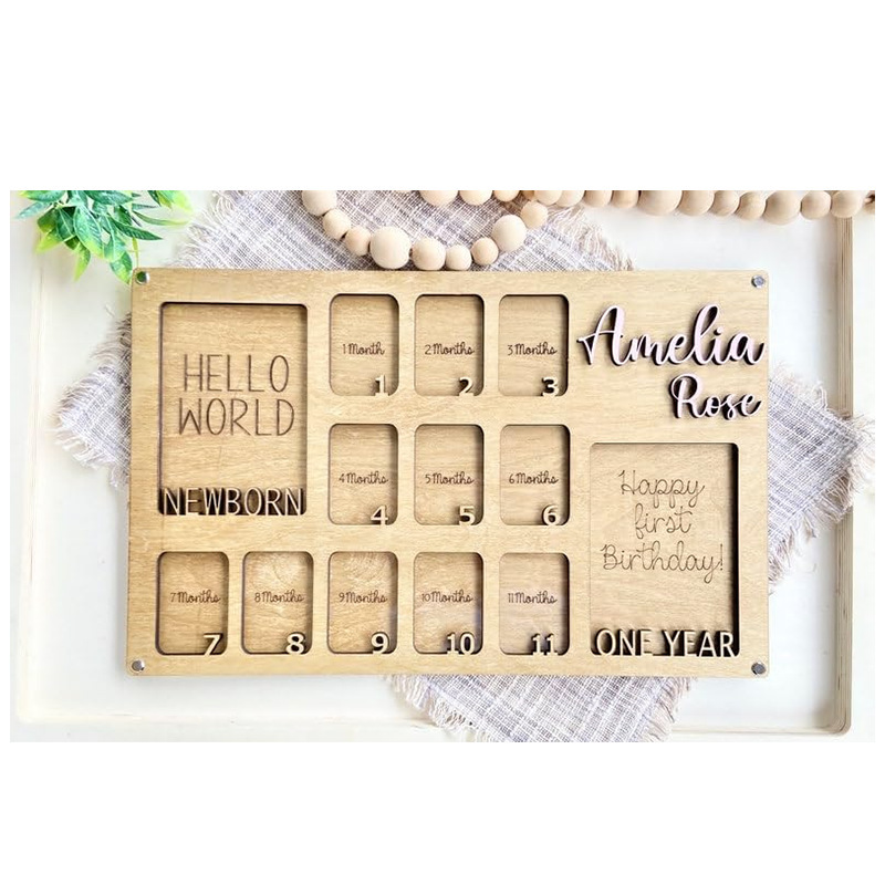 Amazon Hot Selling Baby 12 Months Milestone Wooden Cross Border Photo Frame One Year Old Photo Display Personalized Photo Frame Amazon Hot Selling Baby 12 Months Milestone Wooden Cross Border Photo Frame One Year Old Photo Display Personalized Photo Frame