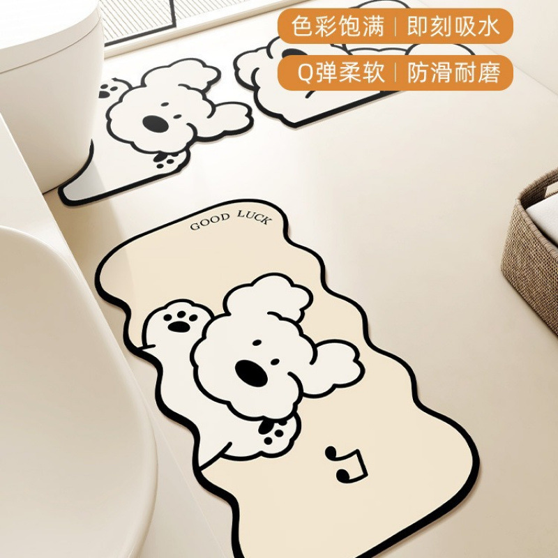 Cartoon bathroom floor mat new diatom mud quick-drying stain-resistant wash-free three-piece absorbent mat toilet non-slip foot mat
