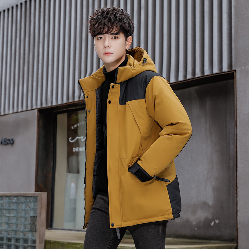 Hot selling winter clothing men's workwear new year trendy brand thick casual medium long cotton jacket_voghion.com