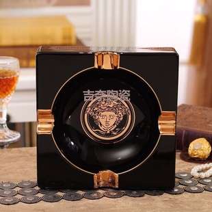 European Black Ceramic Ashtray Household Ornaments Cigar Ashtray Special Living Room Hotel Creative Elegant 14C