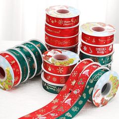 クリスマスリボンリボン箔押し糸リボン2.5cm蝶ネクタイDIY花束プレゼント焙煎包装リボン