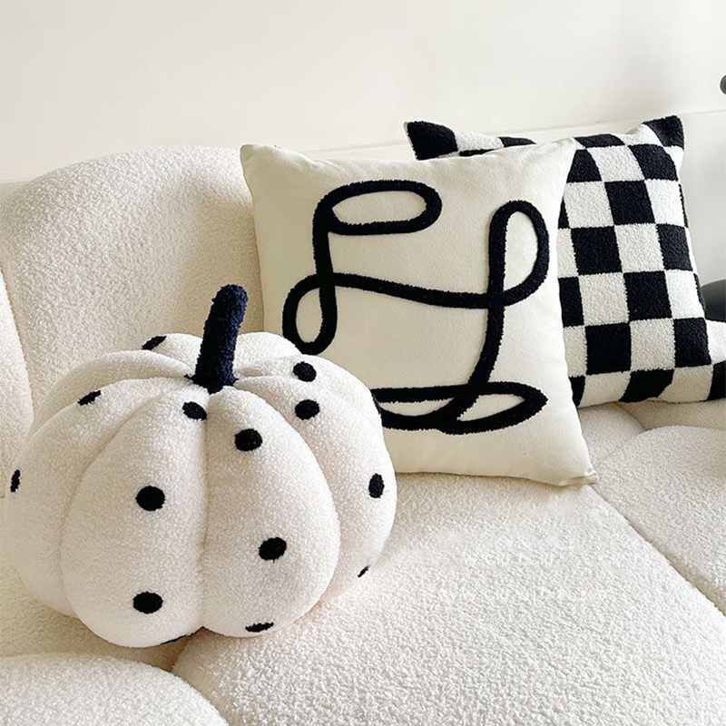 Sofa Pillow Living Room Ins-style Geometric Simple Black and White Checkerboard Cushion Light Luxury Double-sided Pillow without Core