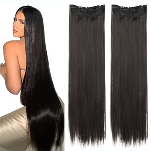 80CM one-piece wig five-card ultra-long straight hair is not easy to knot straight hair styling hair extension