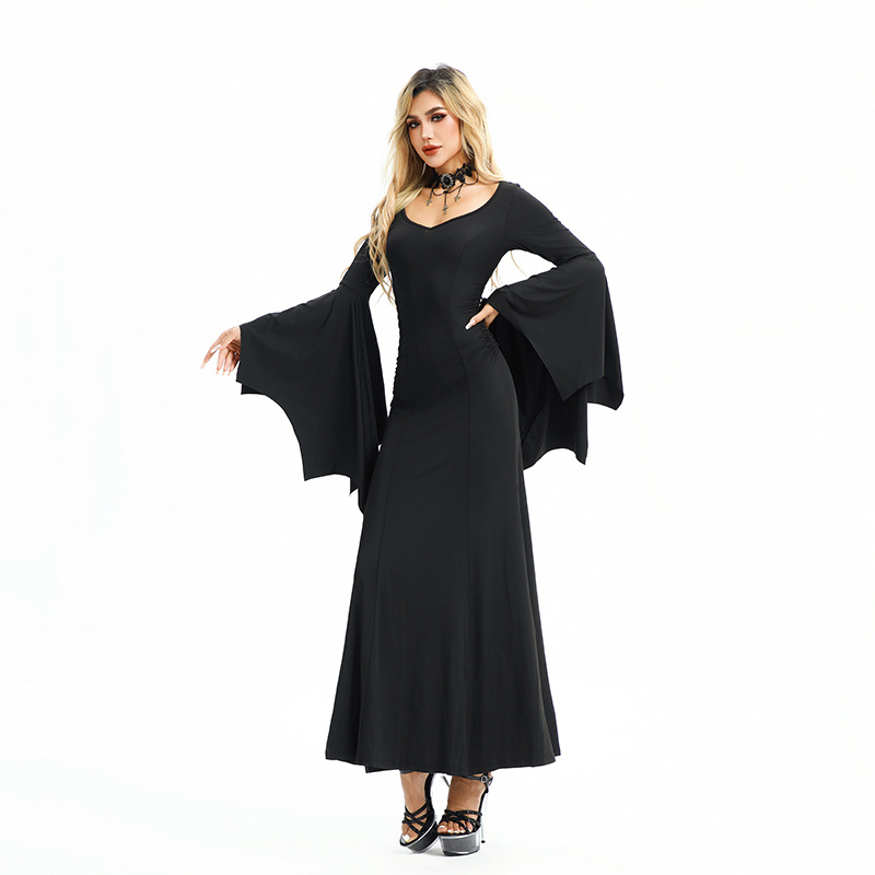 Halloween Costume In European And Style, American Hot Girl Nightclub Queen Bat Sleeve Slim Dress, Dark Gothic Women's_ecoleips.com