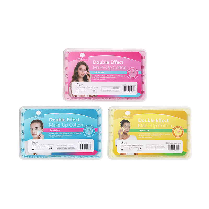 LMLTOP 120 piezas de algodón de maquillaje de color, doble borde de prensado, algodón húmedo de maquillaje, exclusivo a través de la frontera.