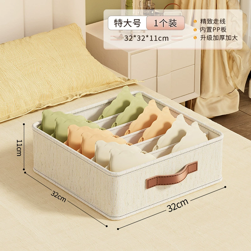Underwear Storage Box 3-in-1, Cotton-Linen Organizer with Compartments, 2–20 Cells, Stackable