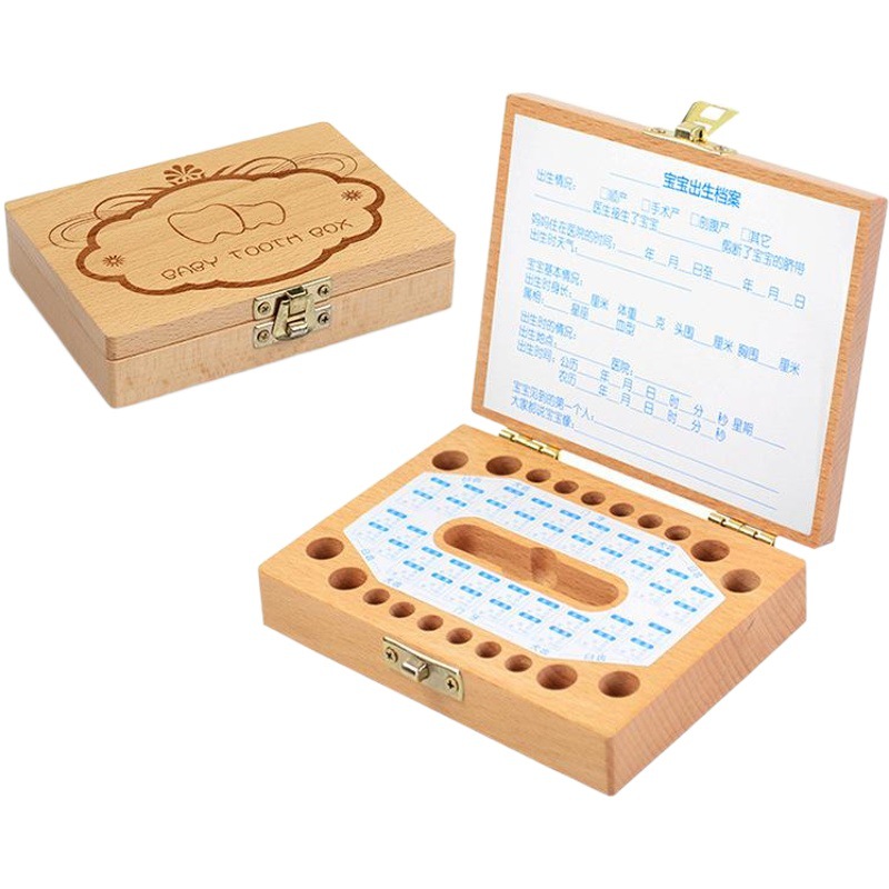 Diente casa YW001 productos de madera Colección Caja bebé pezón pelo fetal caja de almacenamiento personalizado regalo conmemorativo al por mayor