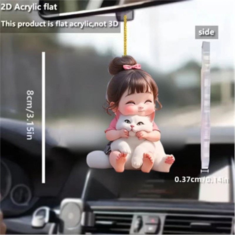 Nuevo plano acrílico transfronterizo para adorable té de leche gatos colgantes de automóviles fiestas colgantes de decoración del hogar