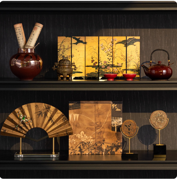 La Oficina del estudio de la casa de té de alta gama de la nueva China está decorada con decoraciones estéticas de la dinastía song.
