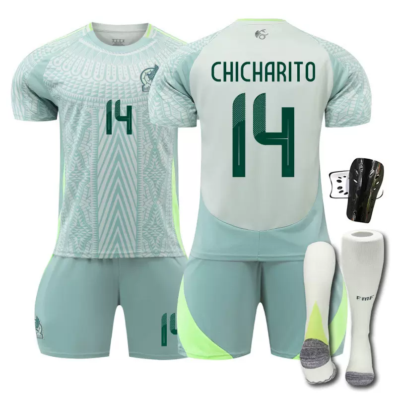 2024美洲杯墨西哥客场球衣14号训练服22洛萨诺队服定制足球服套装