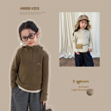 【发热绒】儿童防风保暖连帽衫上衣2025冬女童锁温半拉链毛绒卫衣