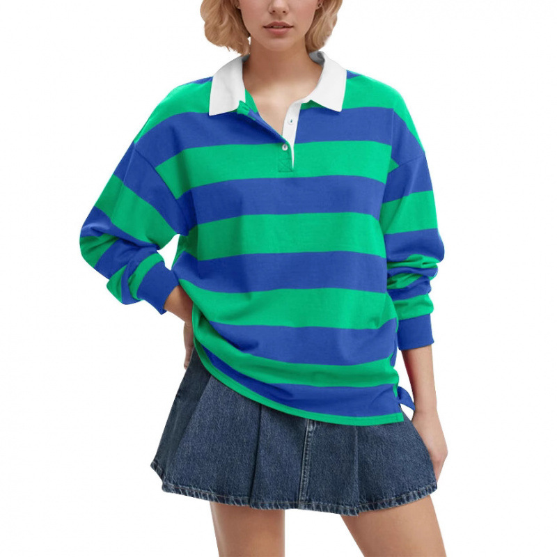 Felpa a righe con fodera in pile da donna - Pullover streetwear oversize con stampa integrale per un comfort casual_voghion.com