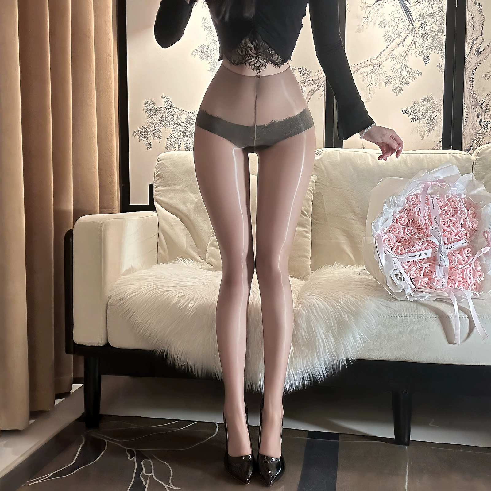 Крайне тонкие сексуальные колготки с трехмерным эффектом и бантом, 3D