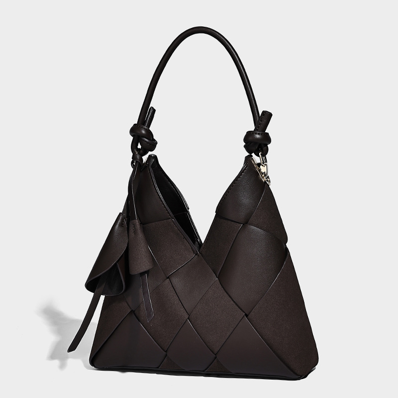 Hand-Woven Splicing Bag Large-Capacity Commuter Bucket Bag 2025 New High-End Versatile One-Shoulder Cross-Body Style