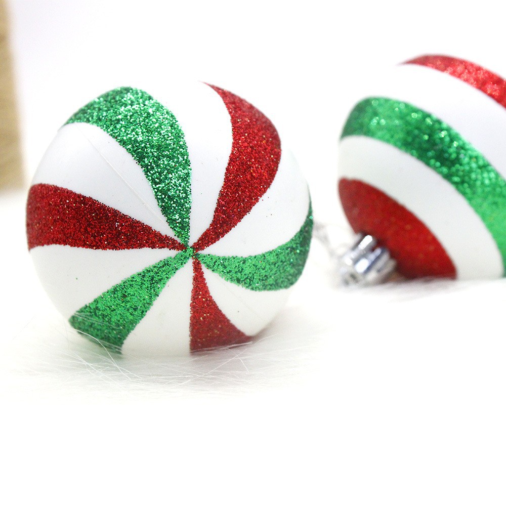 Navidad nueva bola de Navidad pintada a mano 6cm caja de PVC decoración de árbol de Navidad galvanizado centro comercial colgante de bola de plástico