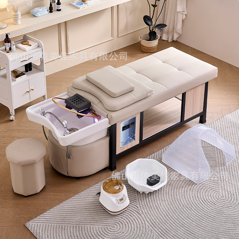 Cerámica lavabo cama barbería centro de ocio salón de belleza de reclinación cabellera función salón de belleza en línea cama de belleza