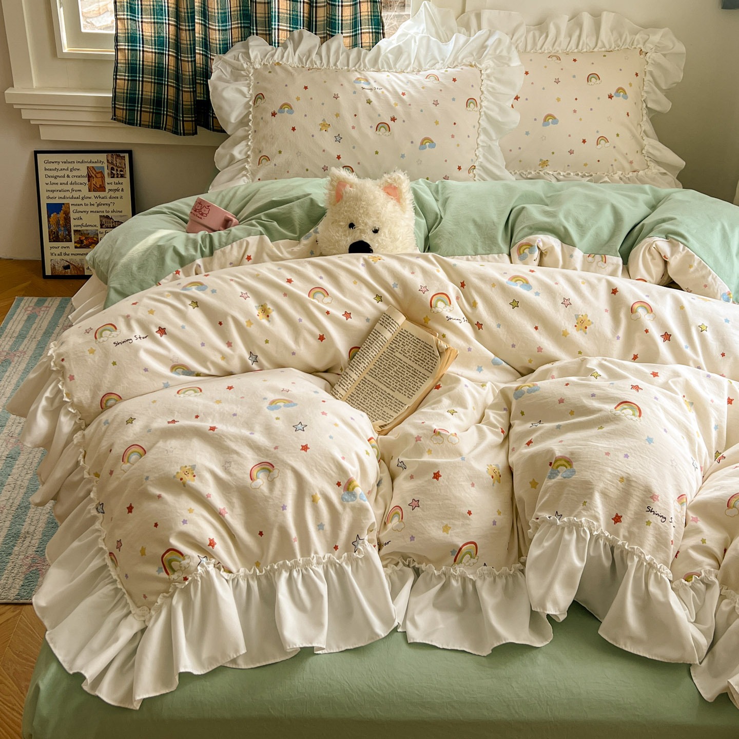 French-style Princess Lace Washed Skin-friendly Cotton Double-layer Gauze Four-piece Set, Ultra-soft Bed And Duvet_voghion.com