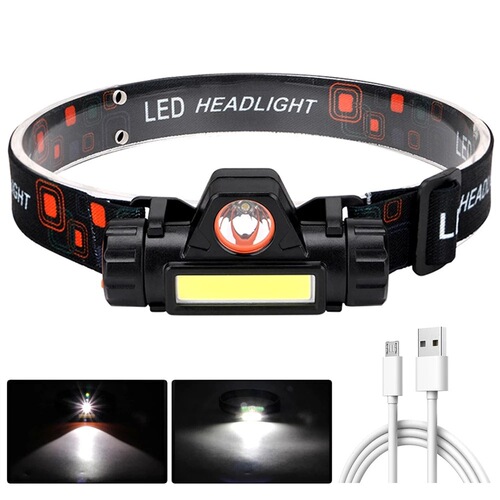 New COB 90-degree swivel headlamp with extendable zoom outdoor lighting rechargeable high-intensity headlamp with magnetic camping light