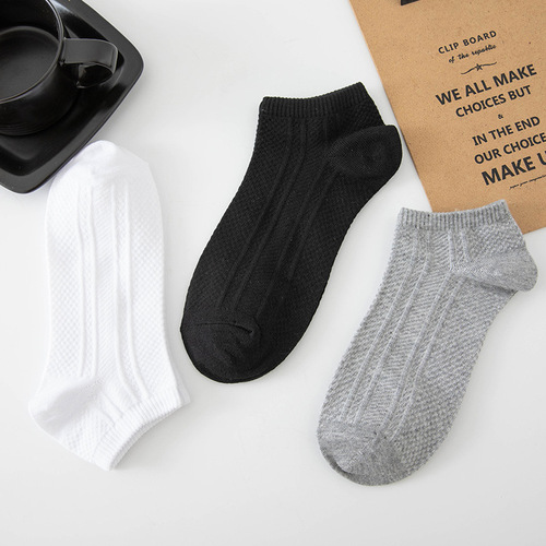  spring and summer new invisible socks solid color striped massage bottom shallow mouth men's boat socks retro cotton Zhuji socks